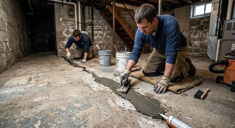 Cracked Basement Floor Repair in Bryn Mawr, PA