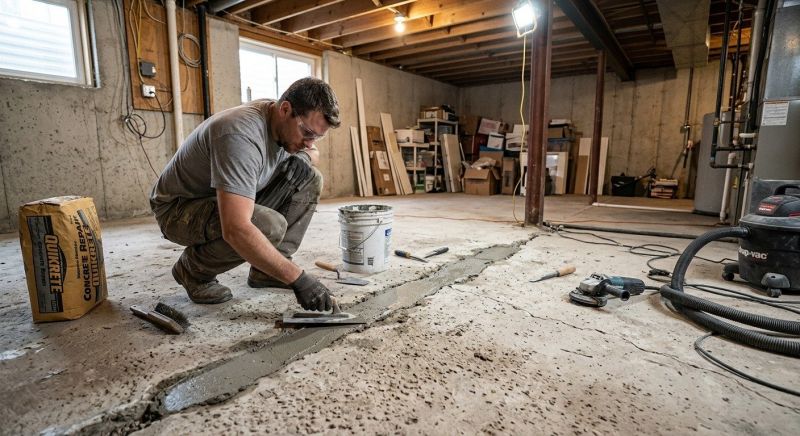 Cracked Basement Floor Repair in Bryn Mawr, PA