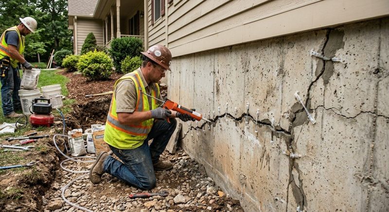 Cracked Foundation Repair in Huntingdon Valley, PA