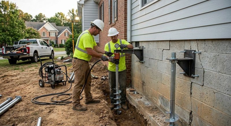 Helical Piers Installation in Bryn Mawr, PA